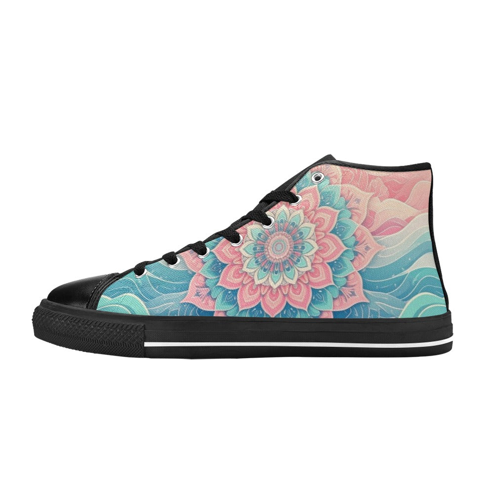 MEN'S Pastel Wave Mandala High Top Canvas Grunge Custom Shoes