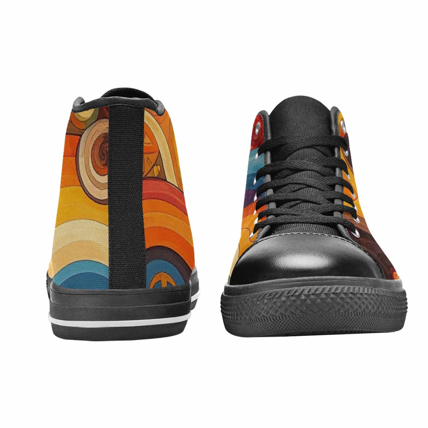 WOMEN'S Groovy 70S Peace High Top Canvas Cottagecore Shoes