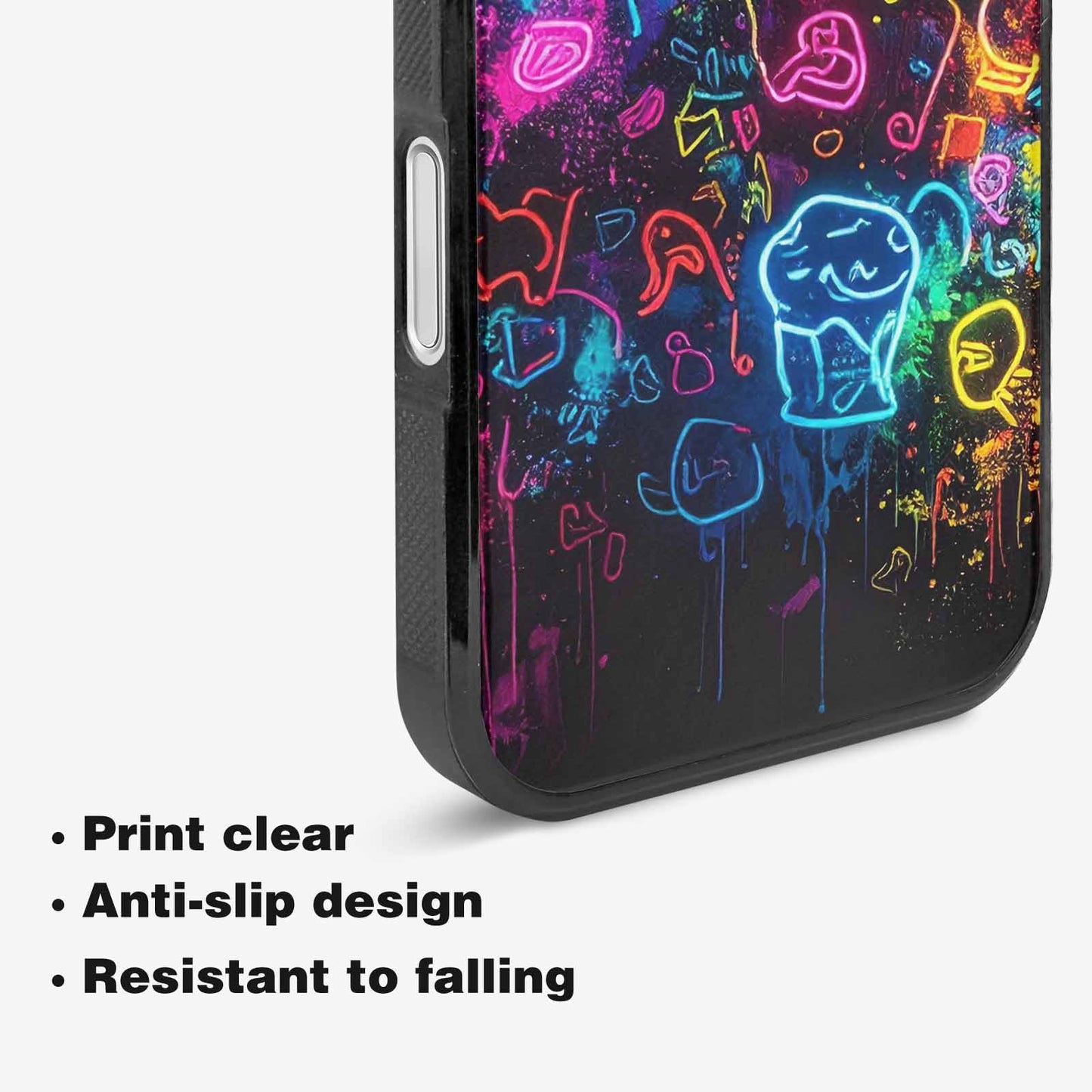 iPhone 16 Case — Neon Glow Outline Icon Pattern Hundreds, Customized Protective Case