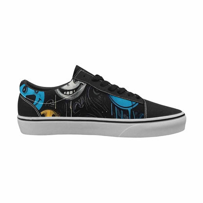 WOMEN'S Melting Moon Smiley Lace-Up Canvas Kaleidoscope Custom Sneakers