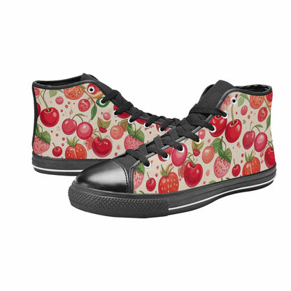 MEN'S Cherry Fruit Print High Top Canvas Dark Academia Sneakers