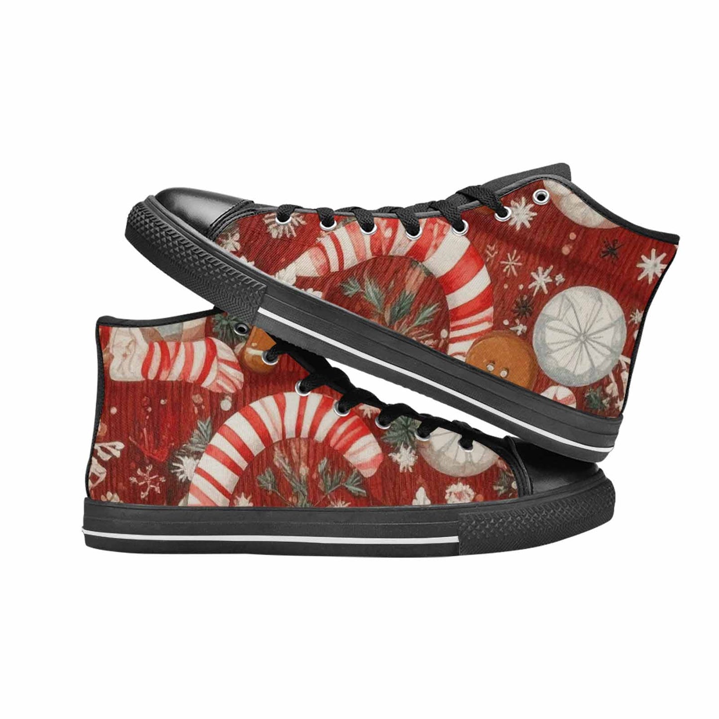 MEN'S Christmas Holly Snowflake High Top Canvas Neon Fantasy Custom Sneakers