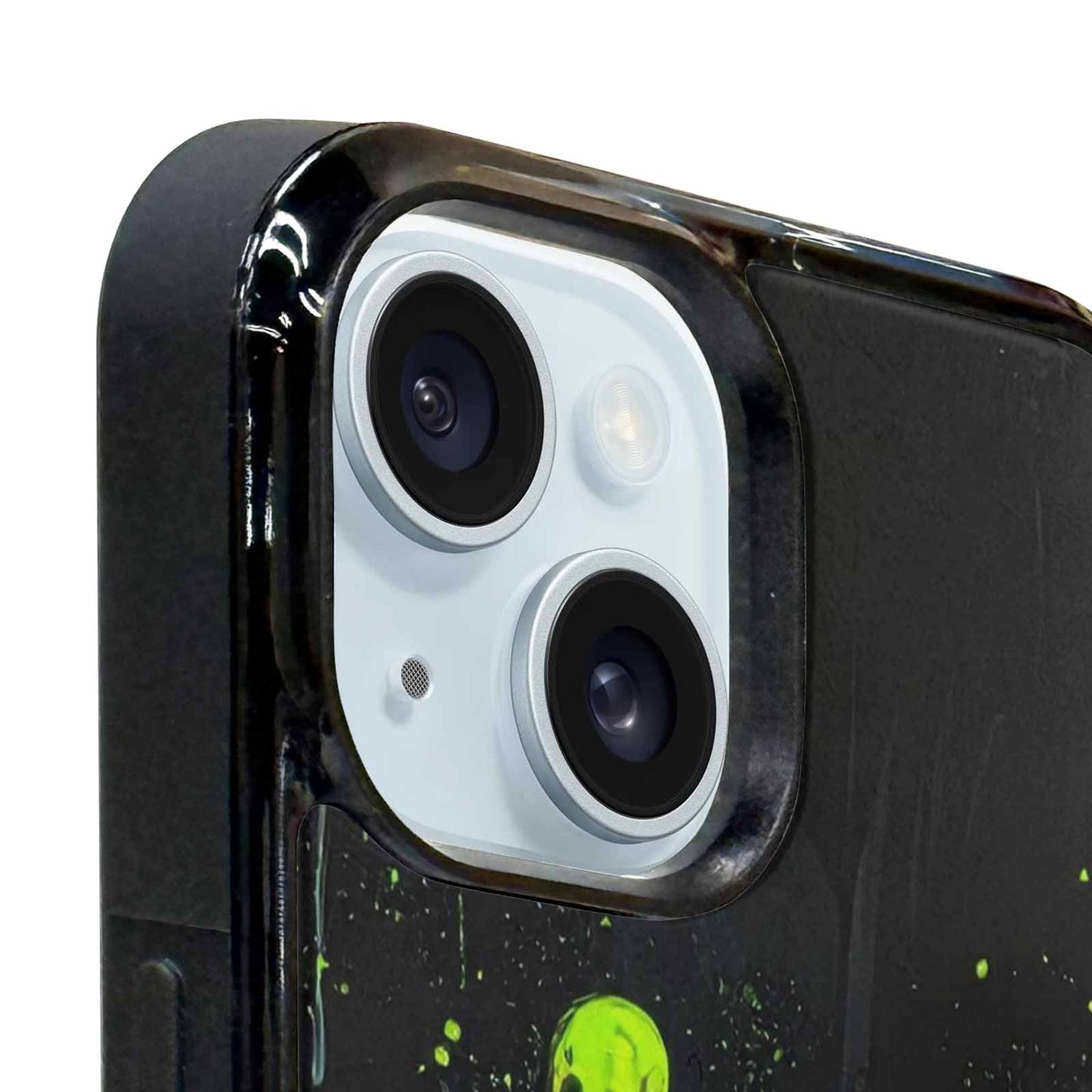 iPhone 15 Plus Case — Skeletons Neon Green Glow Skeletons Pattern, Custom Art Phone Cover