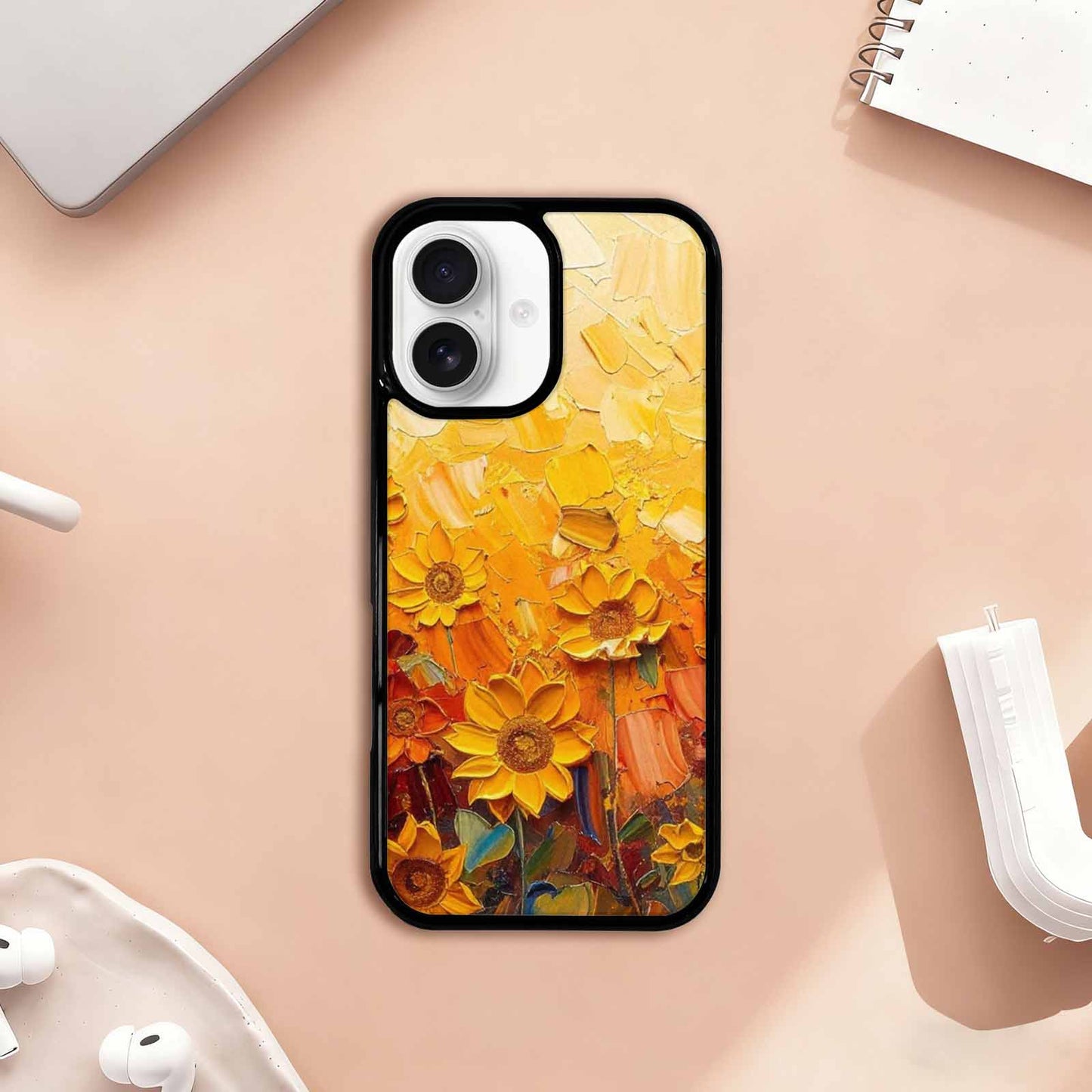 iPhone 17 Case — Impressionist Sunflower Brushstroke Pattern Floral, Custom Made Phone Cover