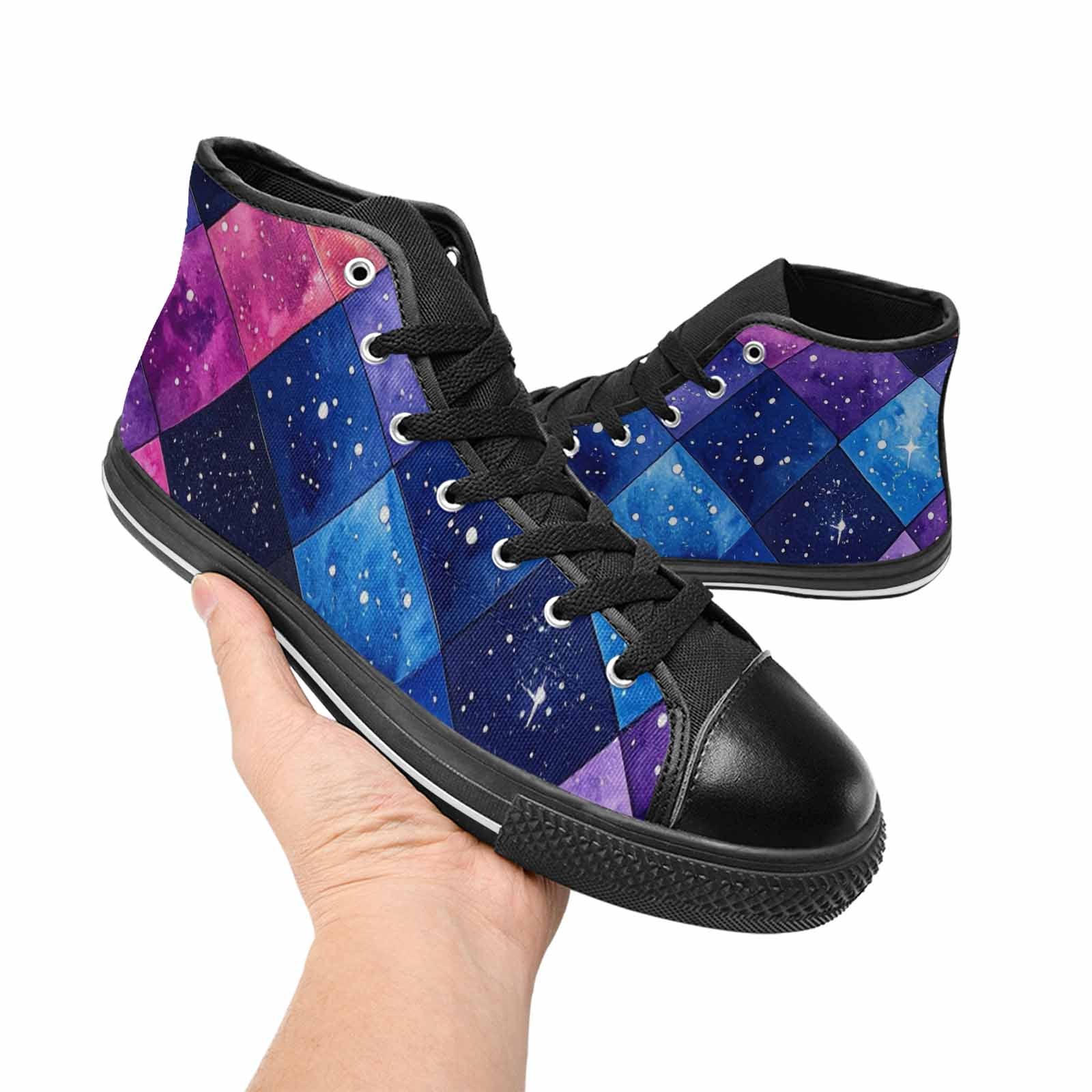 WOMEN'S Galaxy Stars Nebula High Top Canvas Aesthetic Custom Sneakers