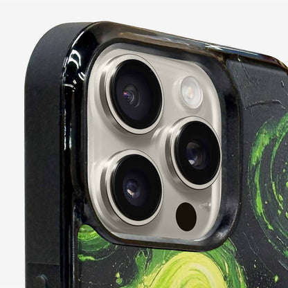 iPhone 15 Pro Max Case — Melting Galaxy Acid Green, Custom Art Phone Cover
