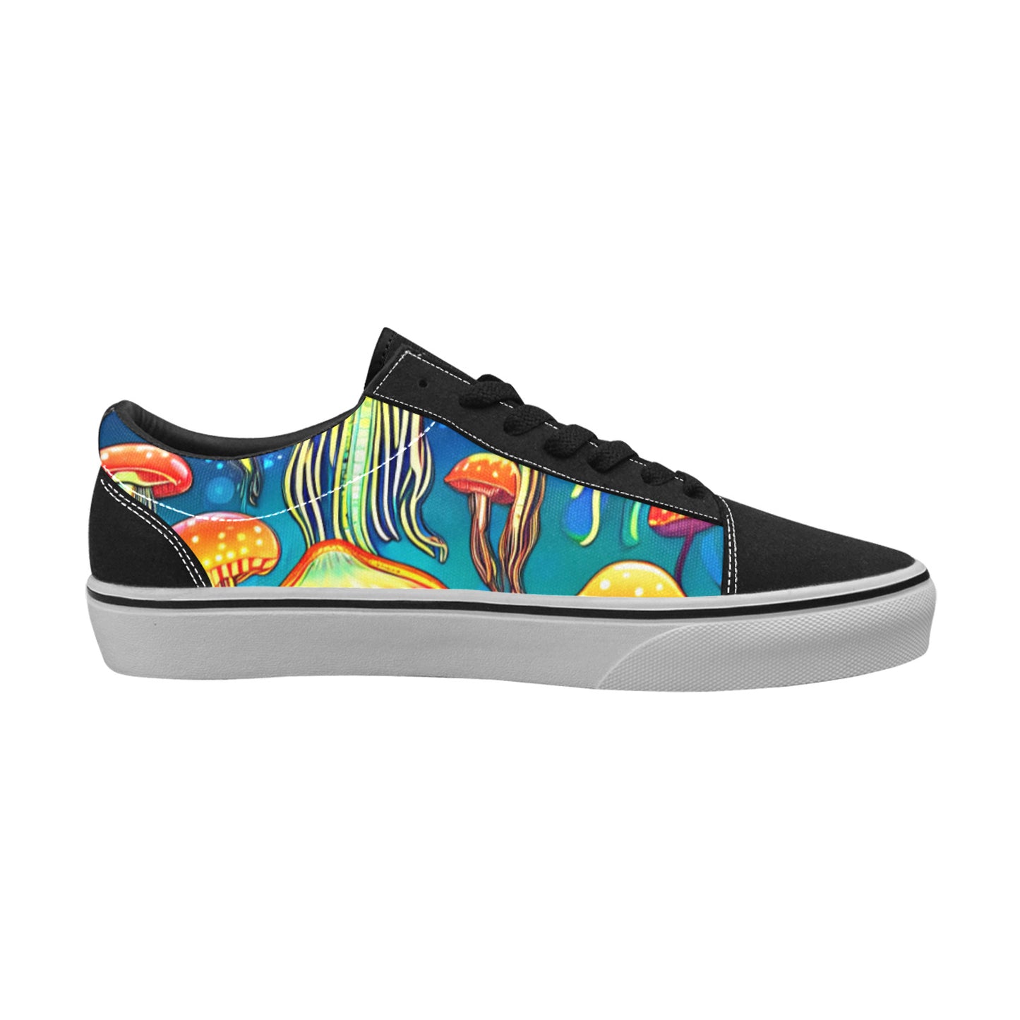 WOMEN'S Jellyfish Vibrant Mushroom Art Low Top Skateboarding Aesthetic Custom Sneakers