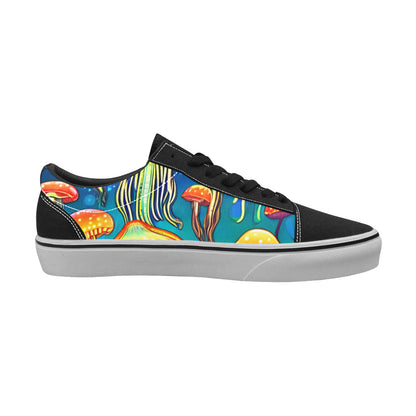 MEN'S Jellyfish Vibrant Mushroom Art Low Top Skateboarding Dreamcore Custom Shoes