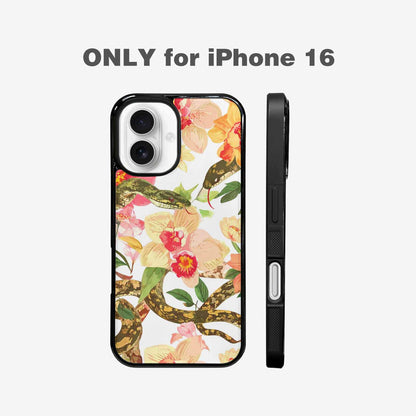 iPhone 16 Case — Floral Snake Print, Personalized Phone Case