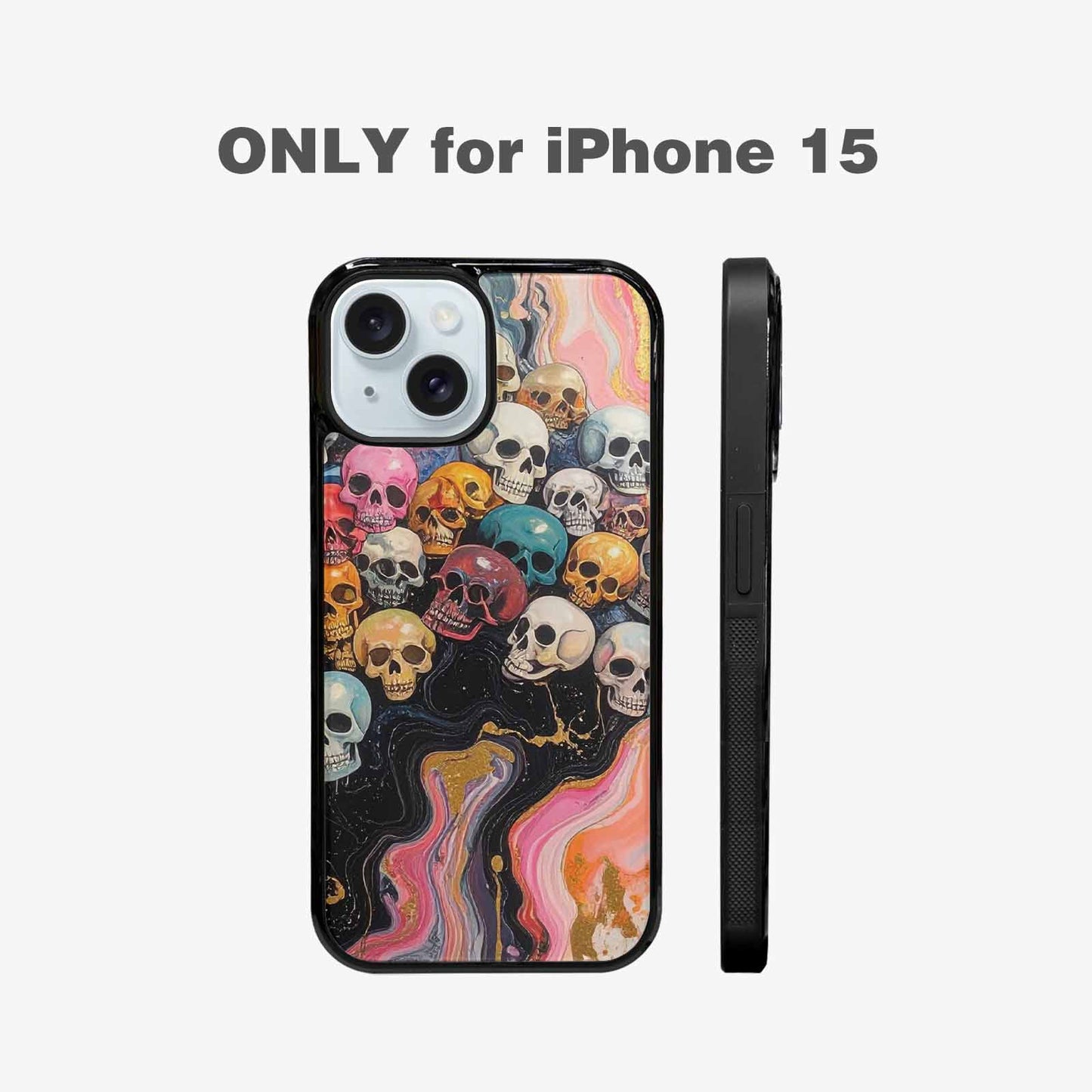 iPhone 15 Case — Skulls Marbleskulls Pattern, Custom Made Phone Cover