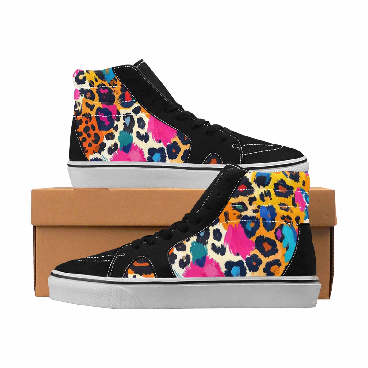 MEN'S Leopard Full Color High Top Canvas Bold Print Aesthetic Custom Streetwear Shoes