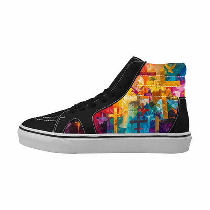 MEN'S Faith Cross High Top Canvas Neon Fantasy Shoes