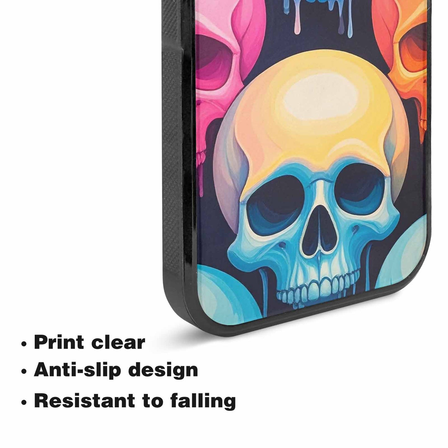 iPhone 15 Plus Case — Dripping Candy Skulls, Custom Phone Case