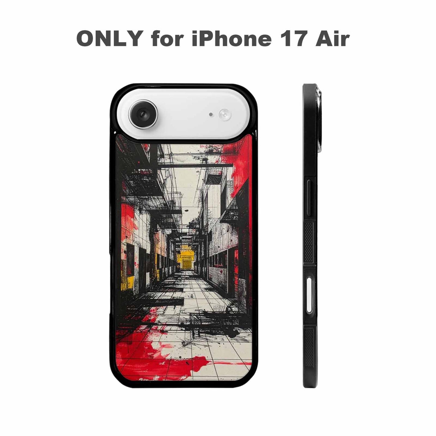 iPhone 17 Air Case — Black Red Ink Liminal Space Galaxy, Original Design Phone Case