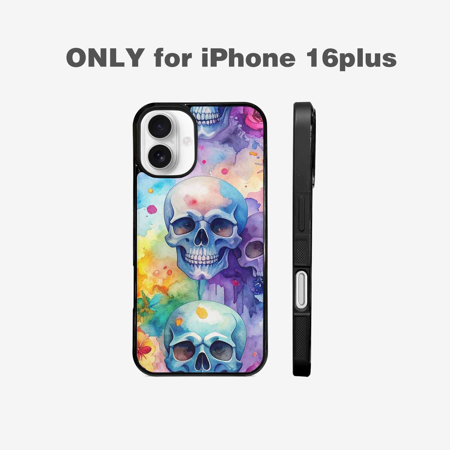 iPhone 16 Plus Case — Kulls Watercolor Skulls Small Skull Pattern, Custom Print Case Cover