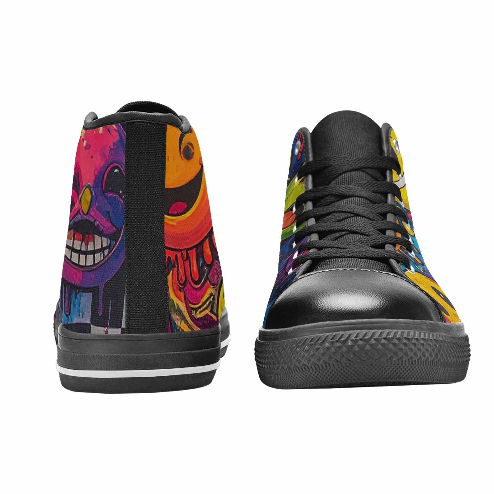 MEN'S Yellow Smiley Face High Top Canvas Vibrant Chaos Sneakers