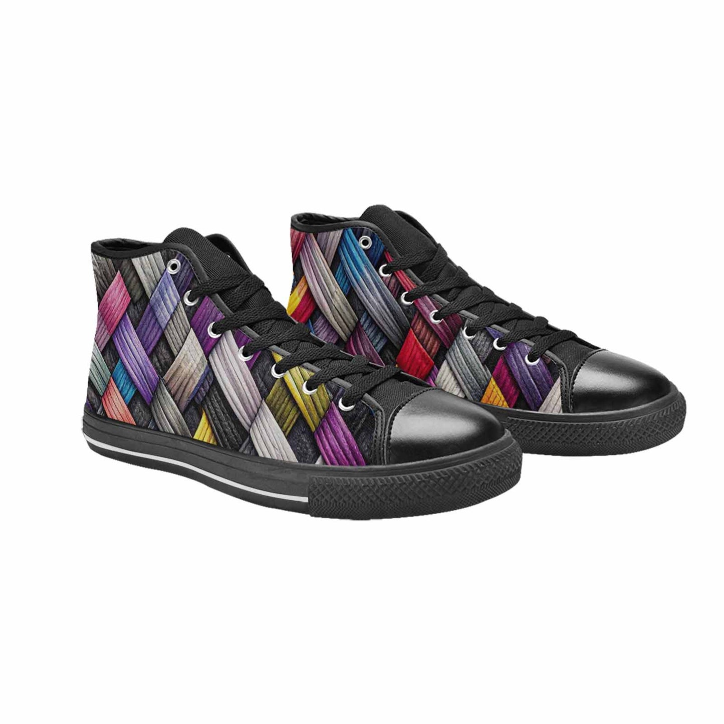 MEN'S Asexual Flag Color High Top Canvas Grunge Custom Sneakers