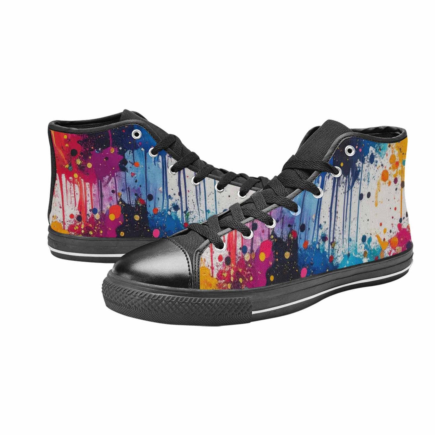 WOMEN'S Paint Splatter High Top Canvas Cottagecore Sneakers