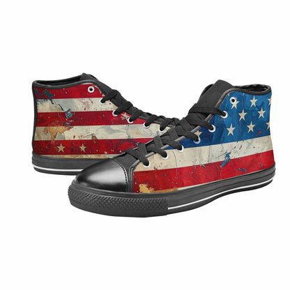 MEN'S American Flag Stars High Top Canvas Surreal Custom Shoes
