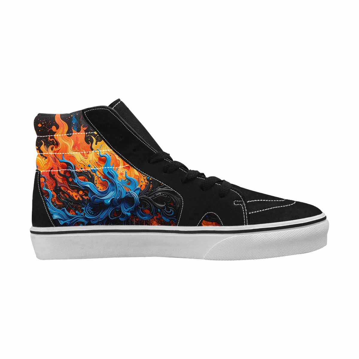 MEN'S Flame Burst High Top Canvas Melting Art Custom Sneakers