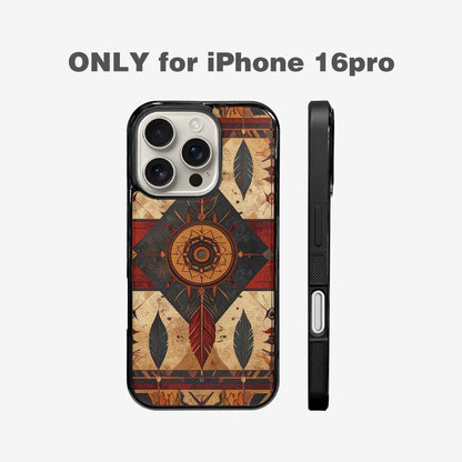 iPhone 16 Pro Case — Native American Geometric Pattern Arrows Feathers, Customized Protective Case