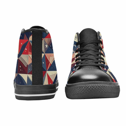 MEN'S American Flag Stars High Top Canvas Vibrant Chaos Custom Sneakers