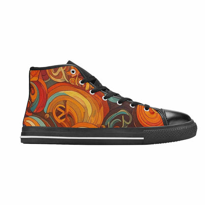 WOMEN'S Groovy 70S Peace High Top Canvas Vivid Custom Sneakers