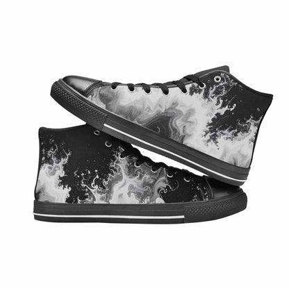 WOMEN'S Tie Dye Acid Wash Black White High Top Canvas Dreamcore Custom Sneakers