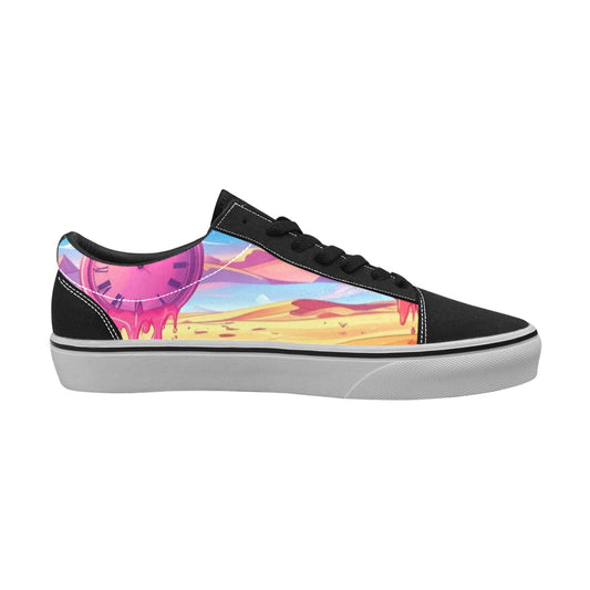MEN'S Surrealist Dreamscape Pattern, Melting Low Top Skateboarding Aesthetic Shoes