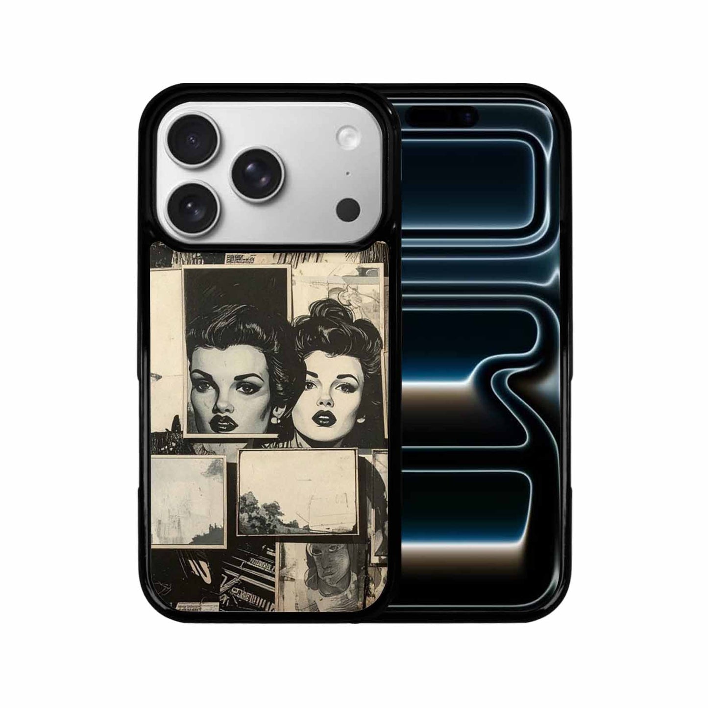 iPhone 17 Pro Case — Black And White Solid Black Retro, Personalized Phone Case
