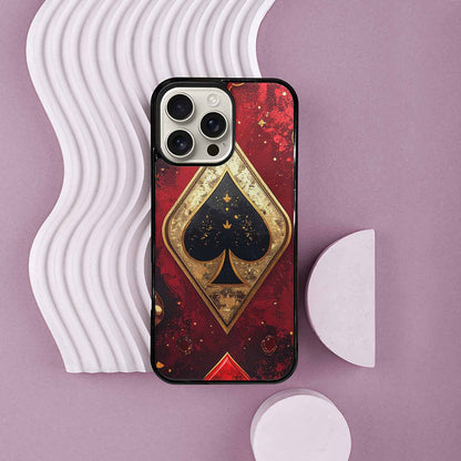 iPhone 16 Pro Max Case — Playing Card Suits Pattern Poker Chips, Custom Printed Phone Case