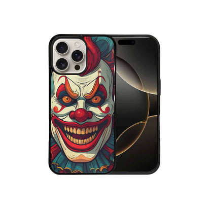iPhone 16 Pro Max Case — Evil Circus Heads Faces Overlapping Patterns, Personalized Phone Case