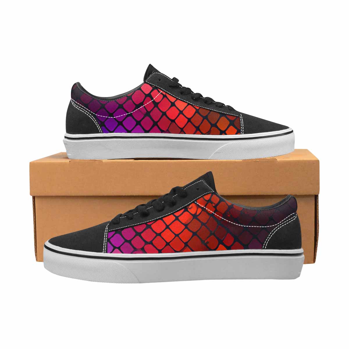 MEN'S Dark Snake Print Canvas Lace-Up Cottagecore Shoes