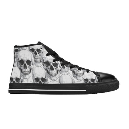 WOMEN'S Clean Skull Line Art High Top Canvas Vibrant Chaos Sneakers
