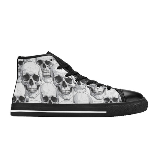 WOMEN'S Clean Skull Line Art High Top Canvas Vibrant Chaos Sneakers
