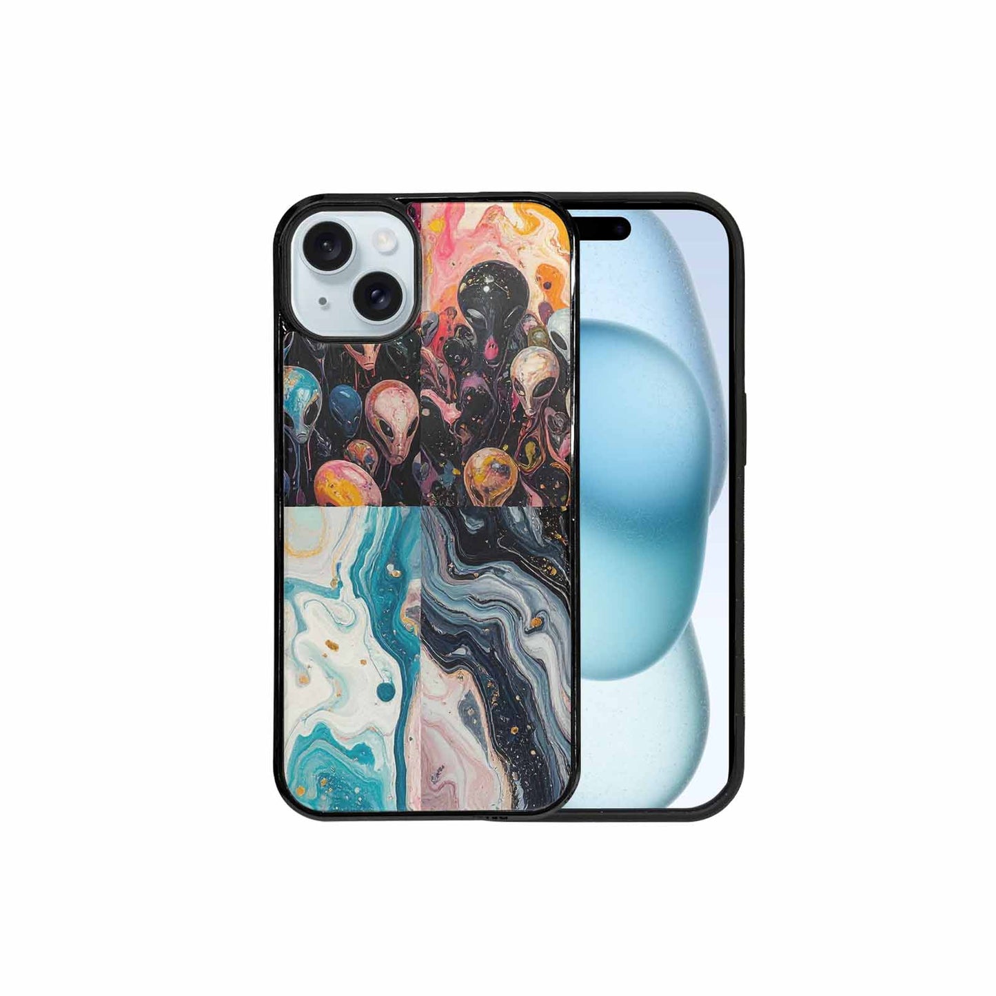 iPhone 15 Plus Case — Aliens Marblealiens Pattern Dms, Unique Phone Case Design