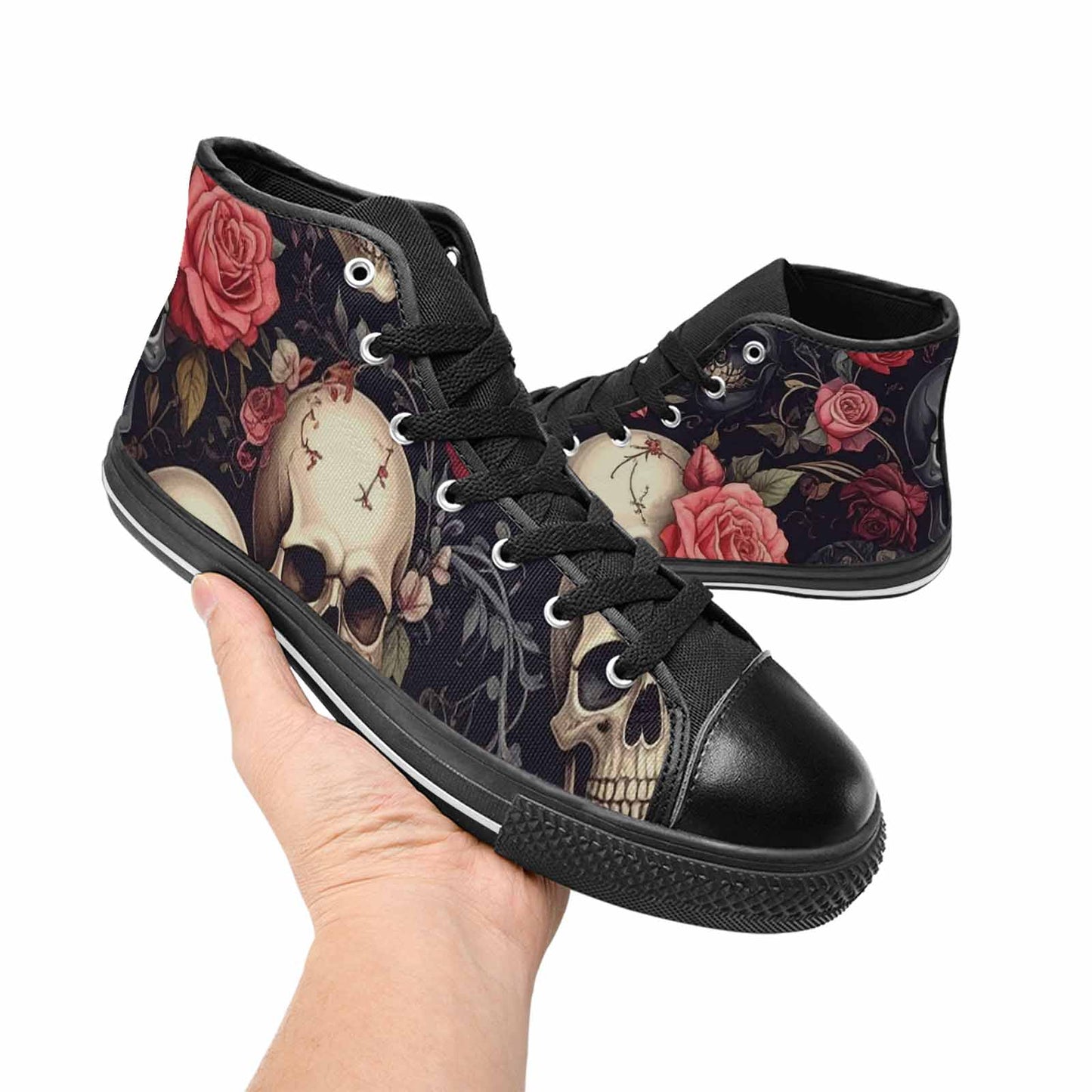MEN'S Skulls - Roses High Top Canvas Dark Academia Custom Sneakers