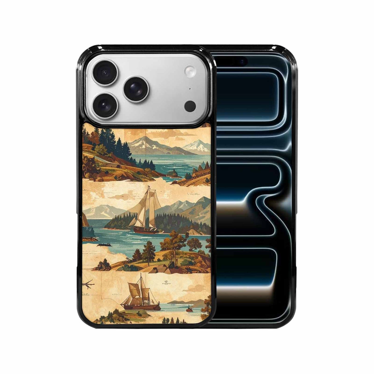 iPhone 17 Pro Max Case — Vintage Travel Artwork Pattern Retro Vintage, Custom Printed Phone Case