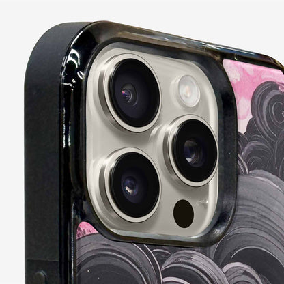 iPhone 16 Pro Case — Van Gogh Swirl Black Pink Ink, Custom Print Case Cover