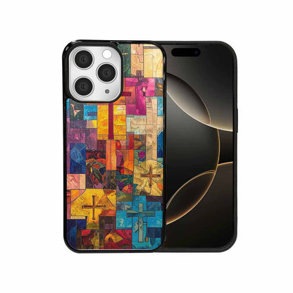 iPhone 15 Pro Max Case — Faith Cross And Faith Icons Pattern, Unique Phone Case Design