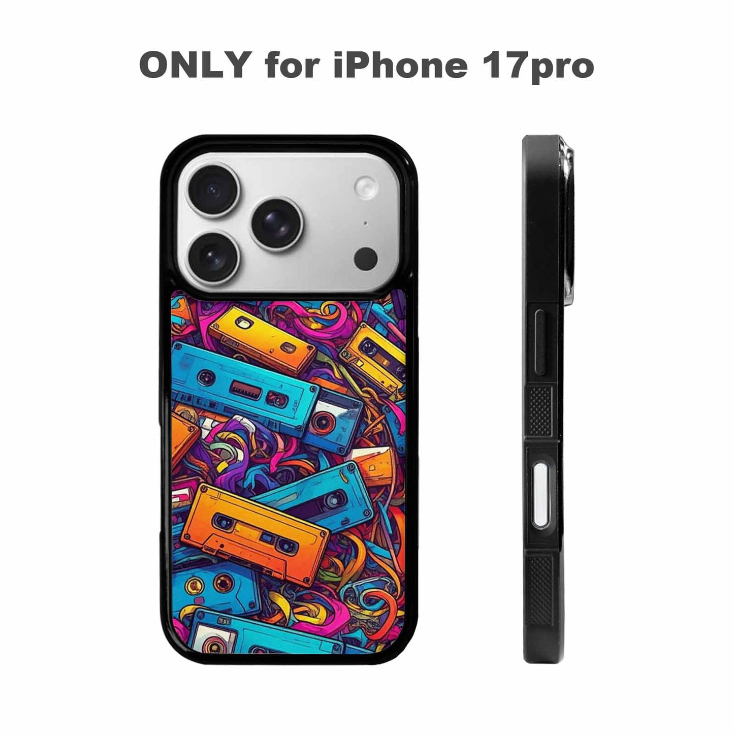 iPhone 17 Pro Case — Retro Cassette Tape Pattern Hundreds Retro, Custom Phone Case