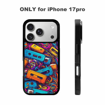 iPhone 17 Pro Case — Retro Cassette Tape Pattern Hundreds Retro, Custom Phone Case