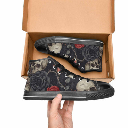 MEN'S Skulls - Roses High Top Canvas Cottagecore Custom Sneakers