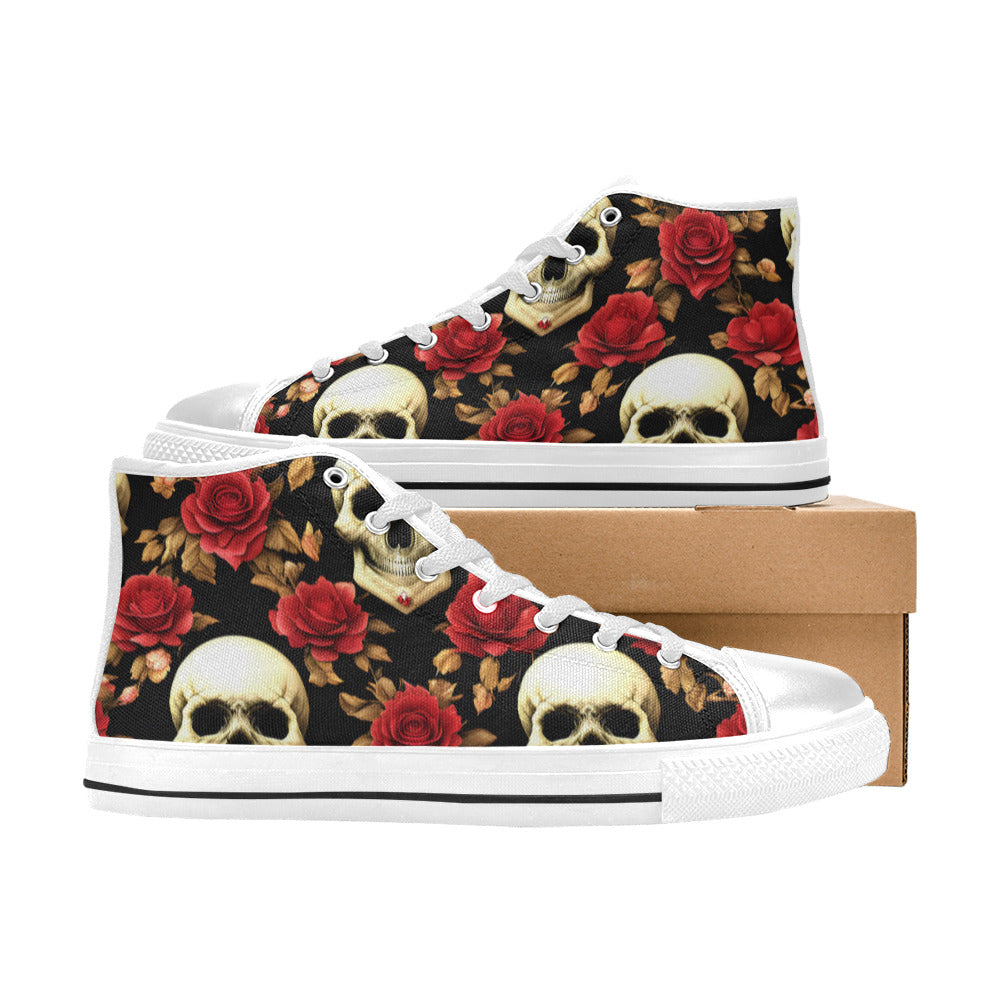 MEN'S Rose Skulls 3 Men’S High Top Canvas Y2K Sneakers