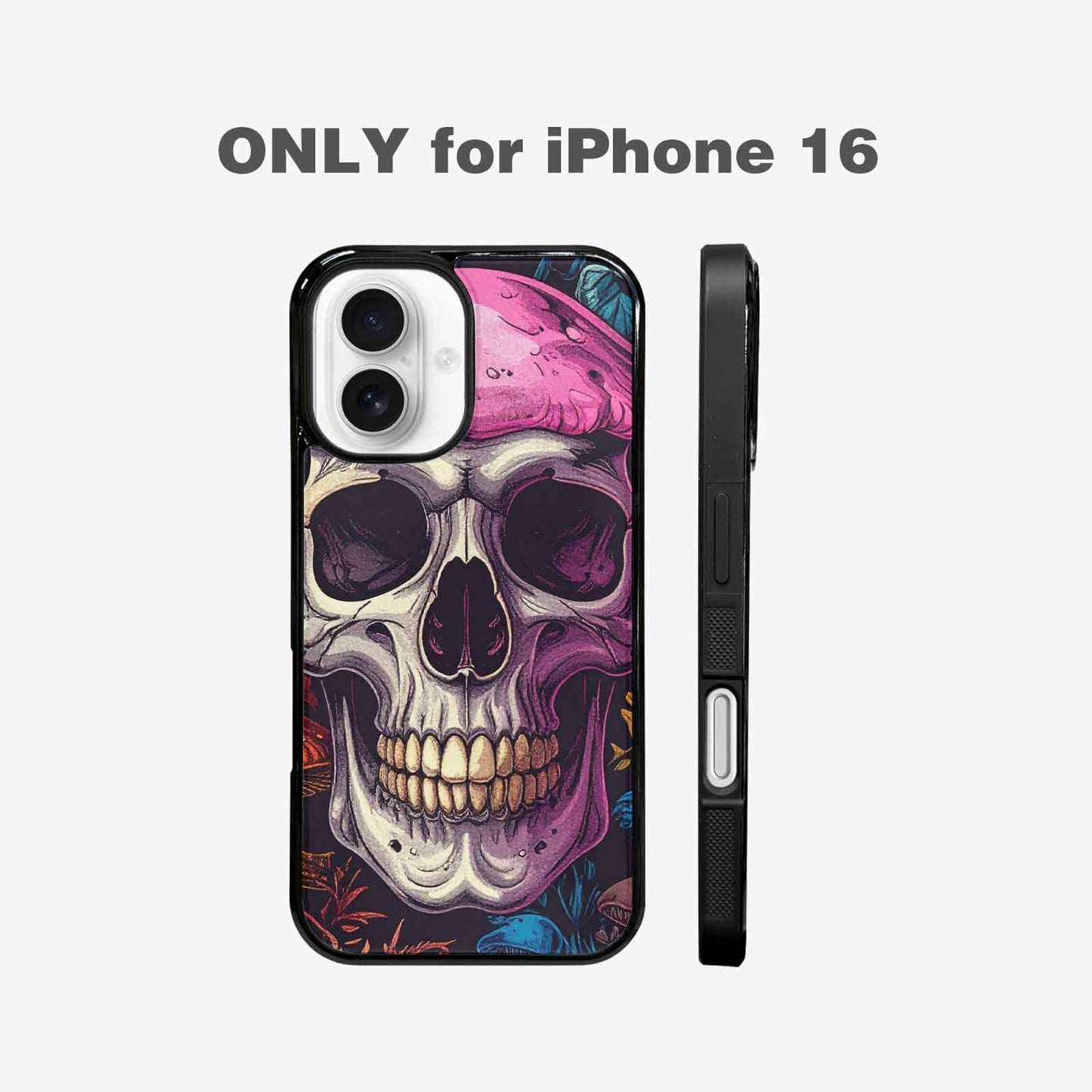 iPhone 16 Case — Mushroom Skull, Custom Print Case Cover