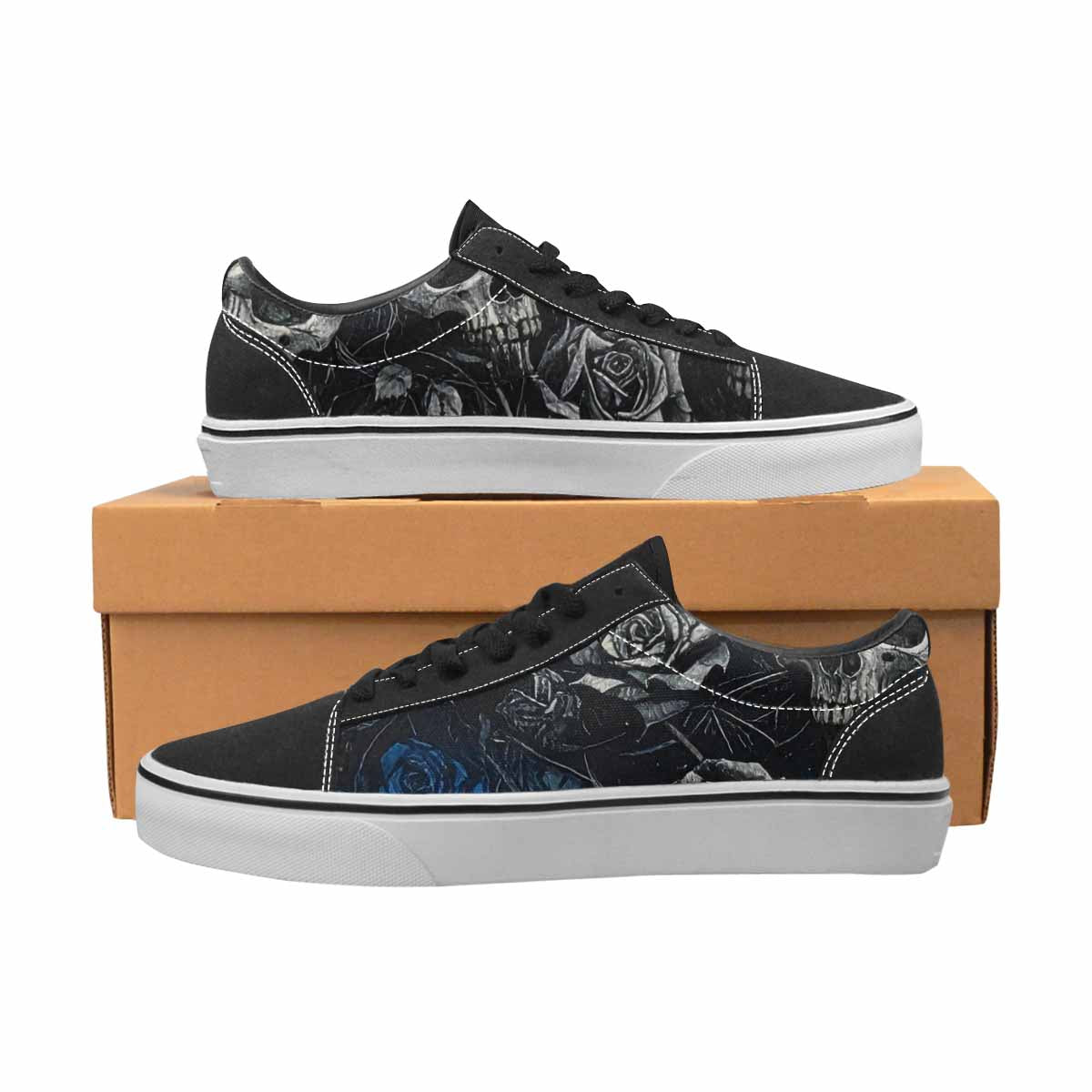 WOMEN'S Skull Roses Lace-Up Canvas Vibrant Chaos Sneakers