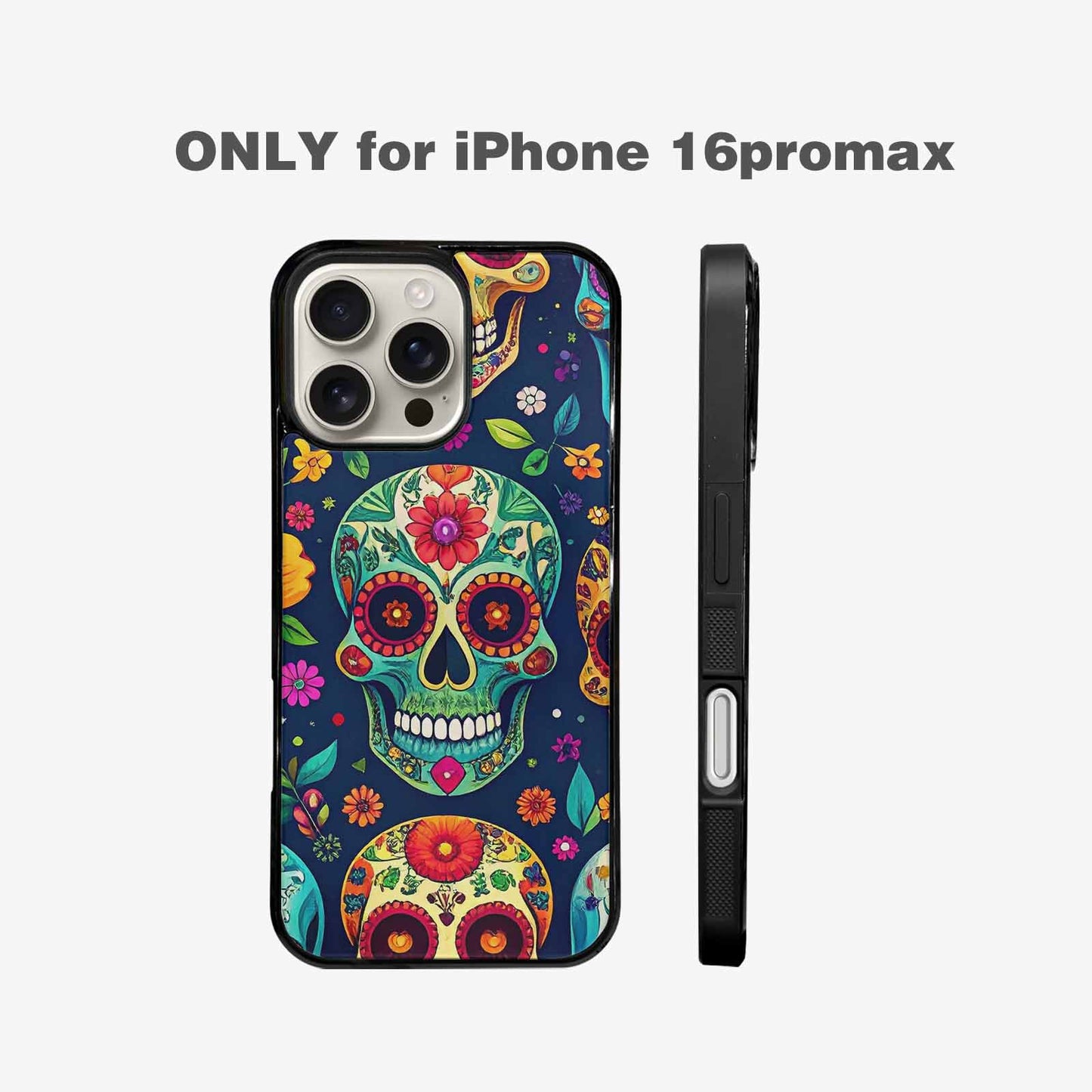 iPhone 16 Pro Max Case — Rainbow Sugar Skull Weave, Original Design Phone Case