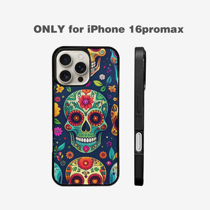 iPhone 16 Pro Max Case — Rainbow Sugar Skull Weave, Original Design Phone Case