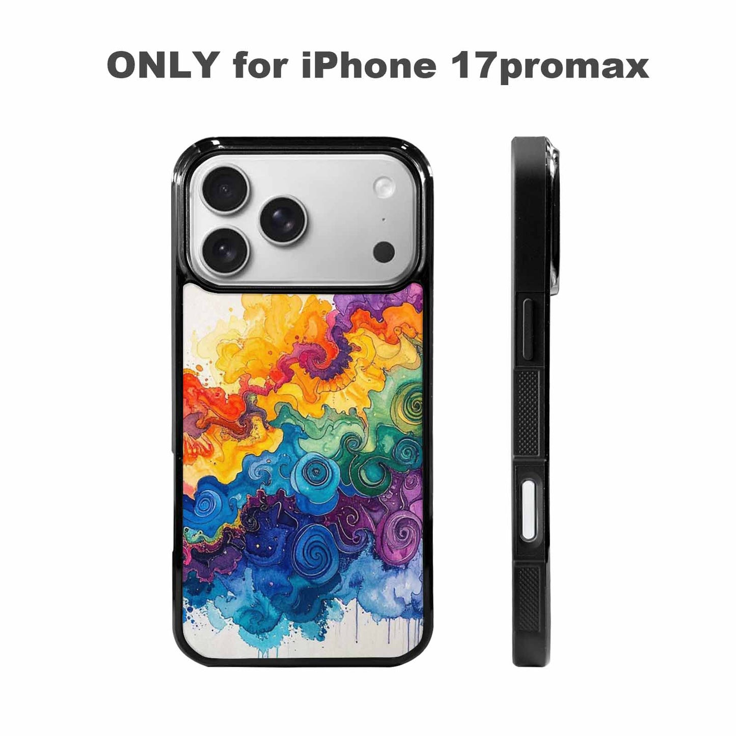 iPhone 17 Pro Max Case — Tie Dye Swirls (black Tie Dye, Custom Art Phone Cover