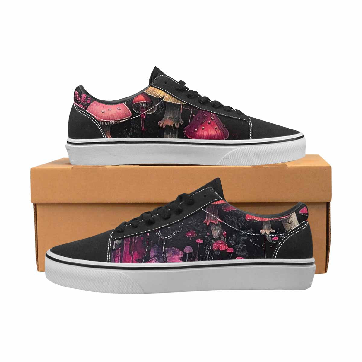 WOMEN'S Rainbow Drip Mushrooms Lace-Up Canvas Y2K Custom Shoes